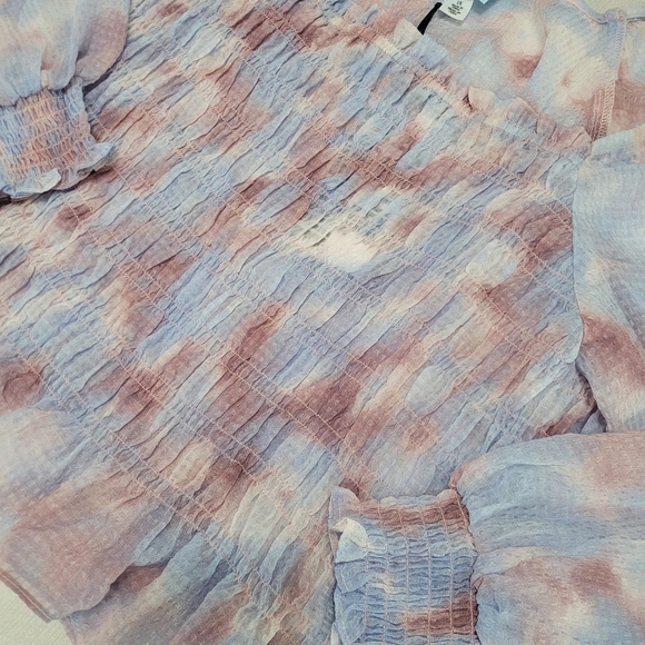 1X Purple Watercolor Long Sleeve Smocked Bodice Top by Future Collective's - Picture 6 of 16